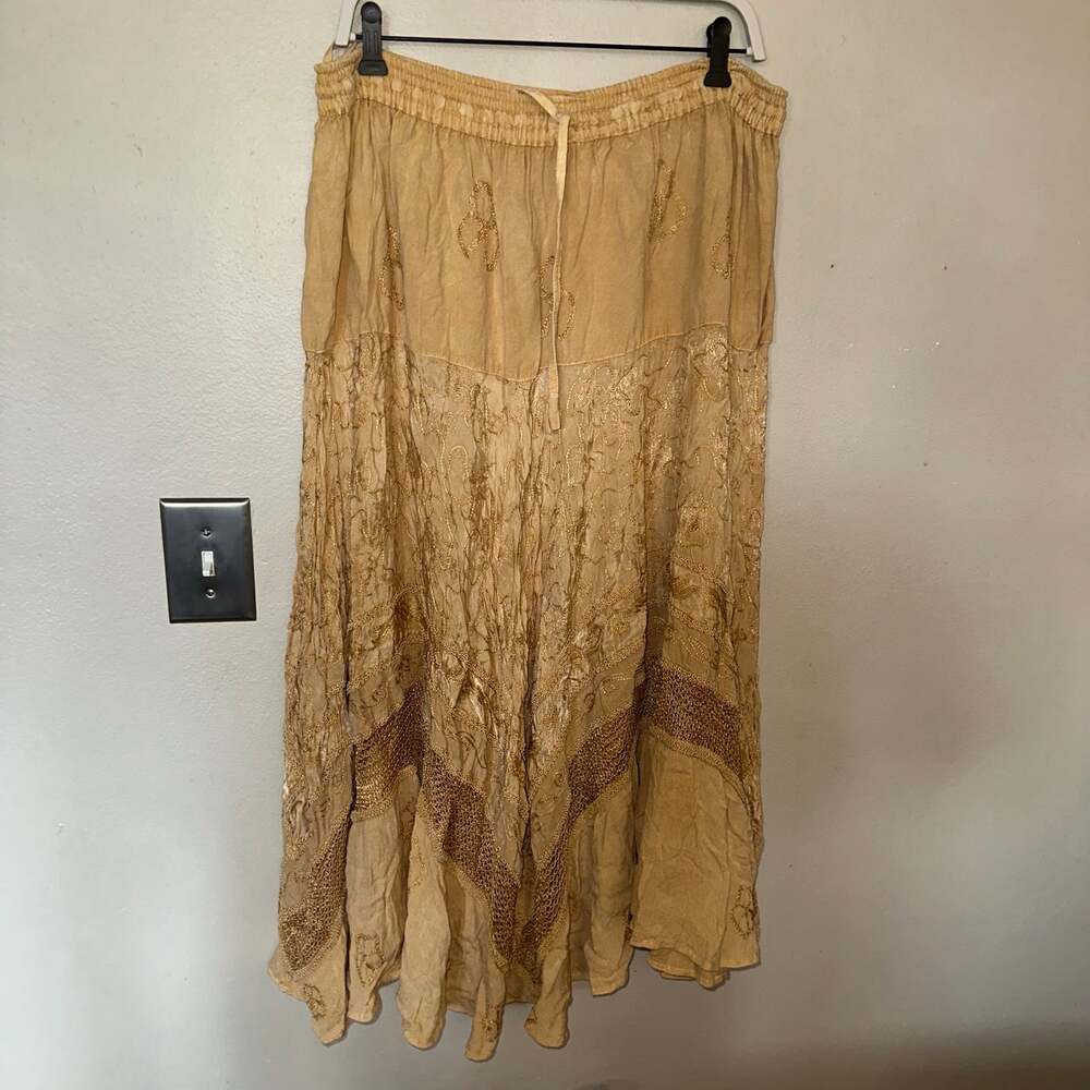 Boho yellow golden handkerchief skirt one size